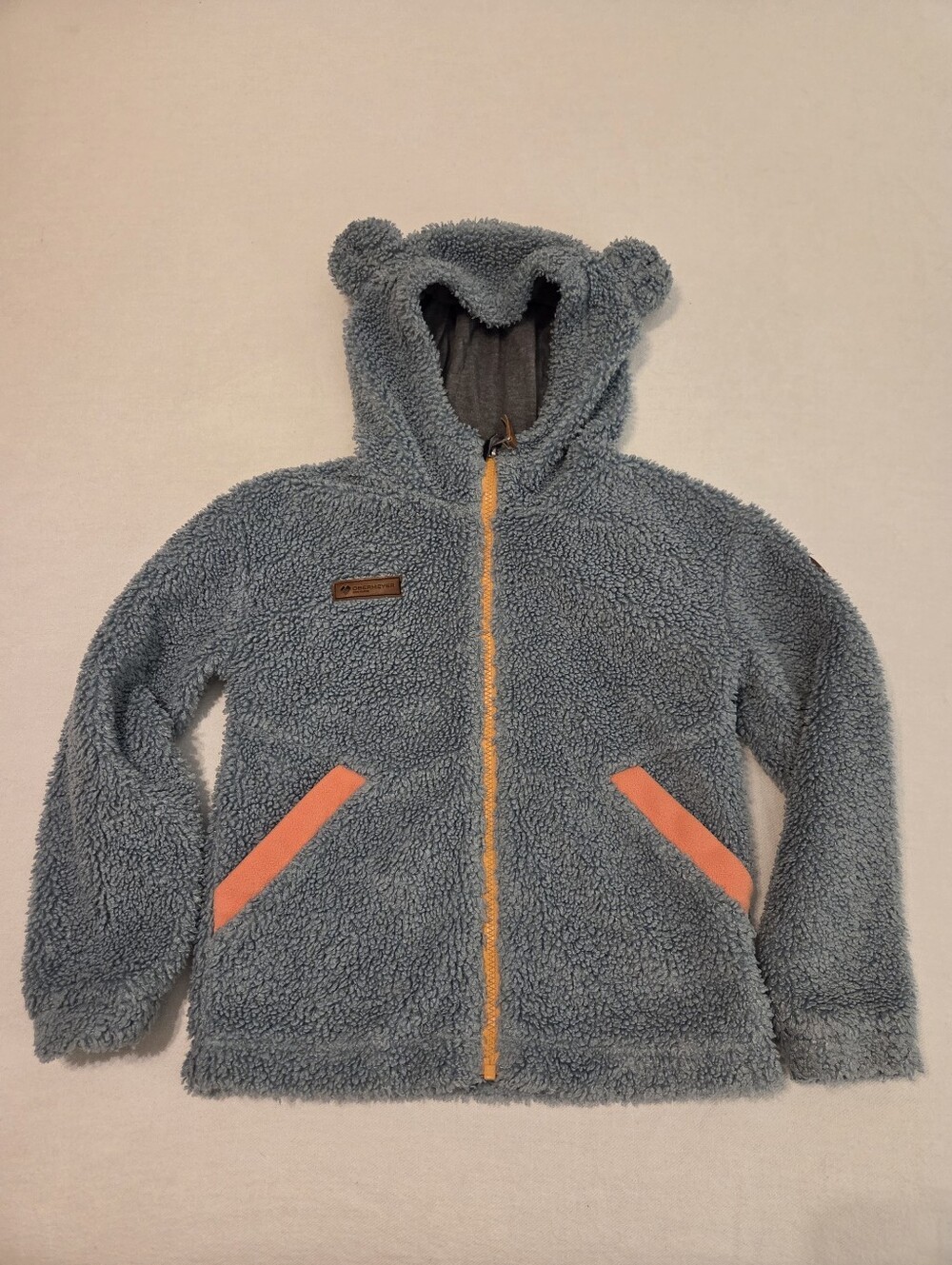 OBERMEYER Shay Green Multi Sherpa Teddy Bear Hooded Full Zip Jacket Youth Size L